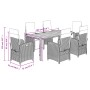 vidaXL 7-tlg. Garten-Essgruppe mit schwarzen Poly Rattan Stühlen, Tisch und cremeweißen Kissen.