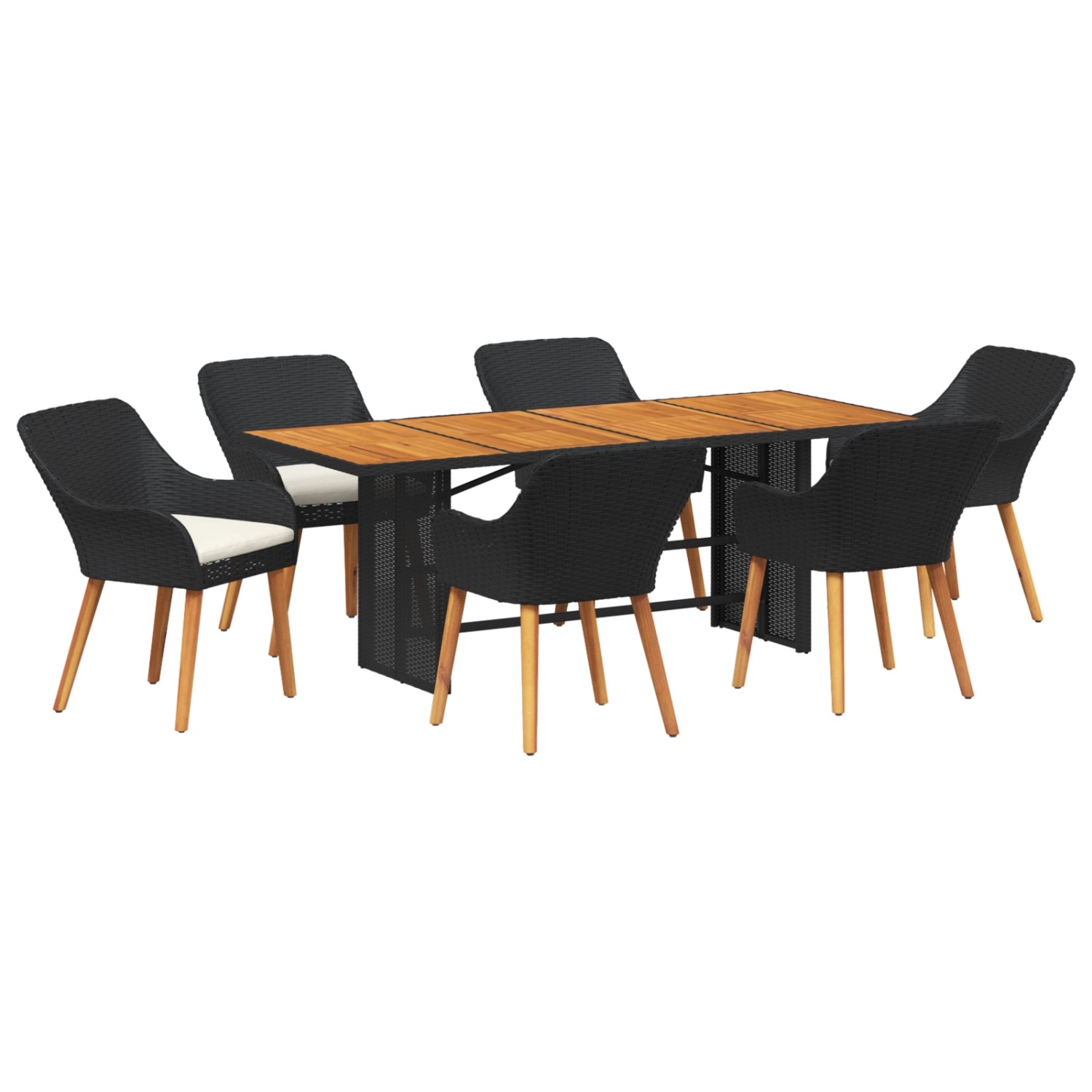 vidaXL 7-Teiliges Garten Essgruppe Schwarz Poly-Rattan 3261623 günstig online kaufen
