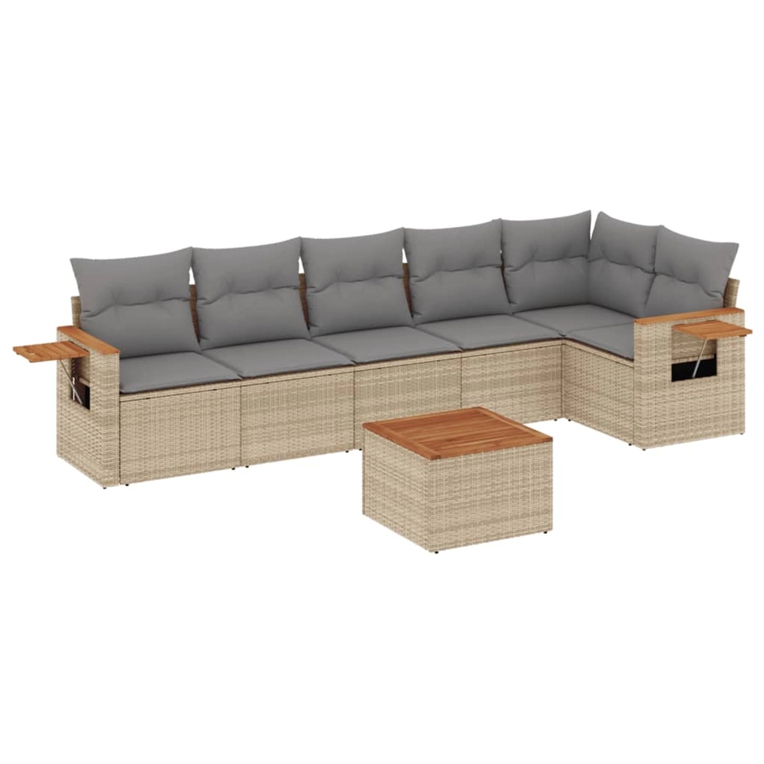 vidaXL 7-Tlg Garten-Sofagarnitur mit Kissen Beige Poly Rattan 3259238 günstig online kaufen