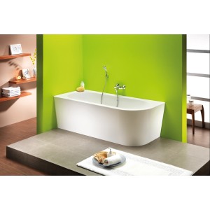 Weiße Ottofond Eckbadewanne Modena Corner rechts, 178 cm, im Badezimmer.