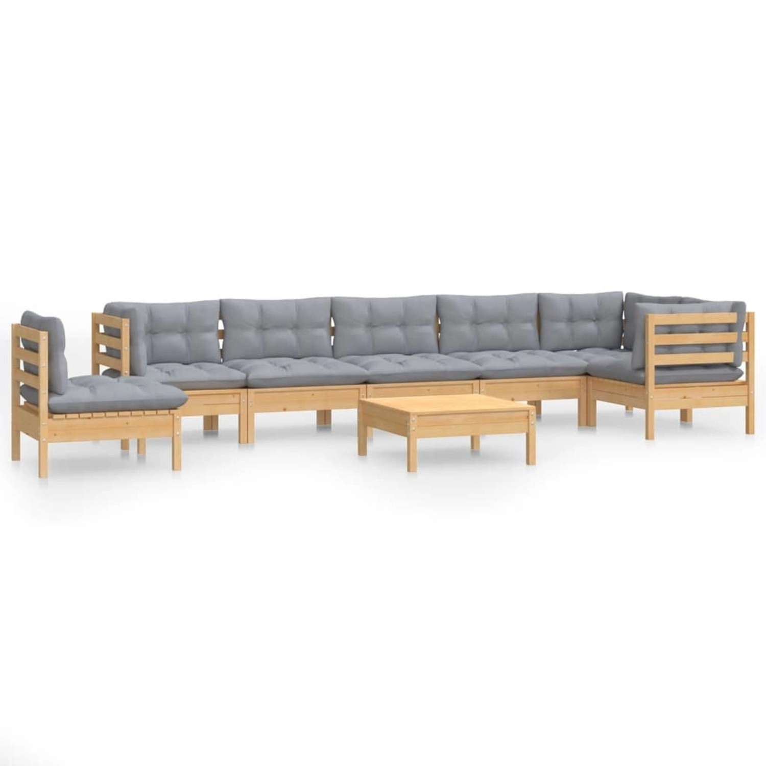 vidaXL 9-Tlg Garten-Lounge-Set mit Grauen Kissen Kiefer Massivholz 3096736 günstig online kaufen