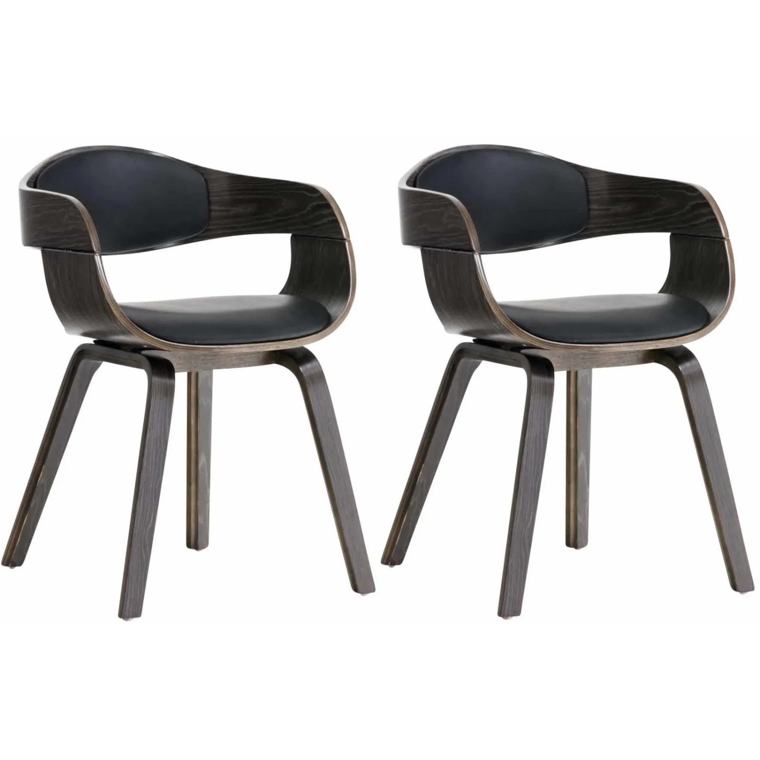 CLP 2er Set Stühle Kingston Kunstleder Schwarz/Grau