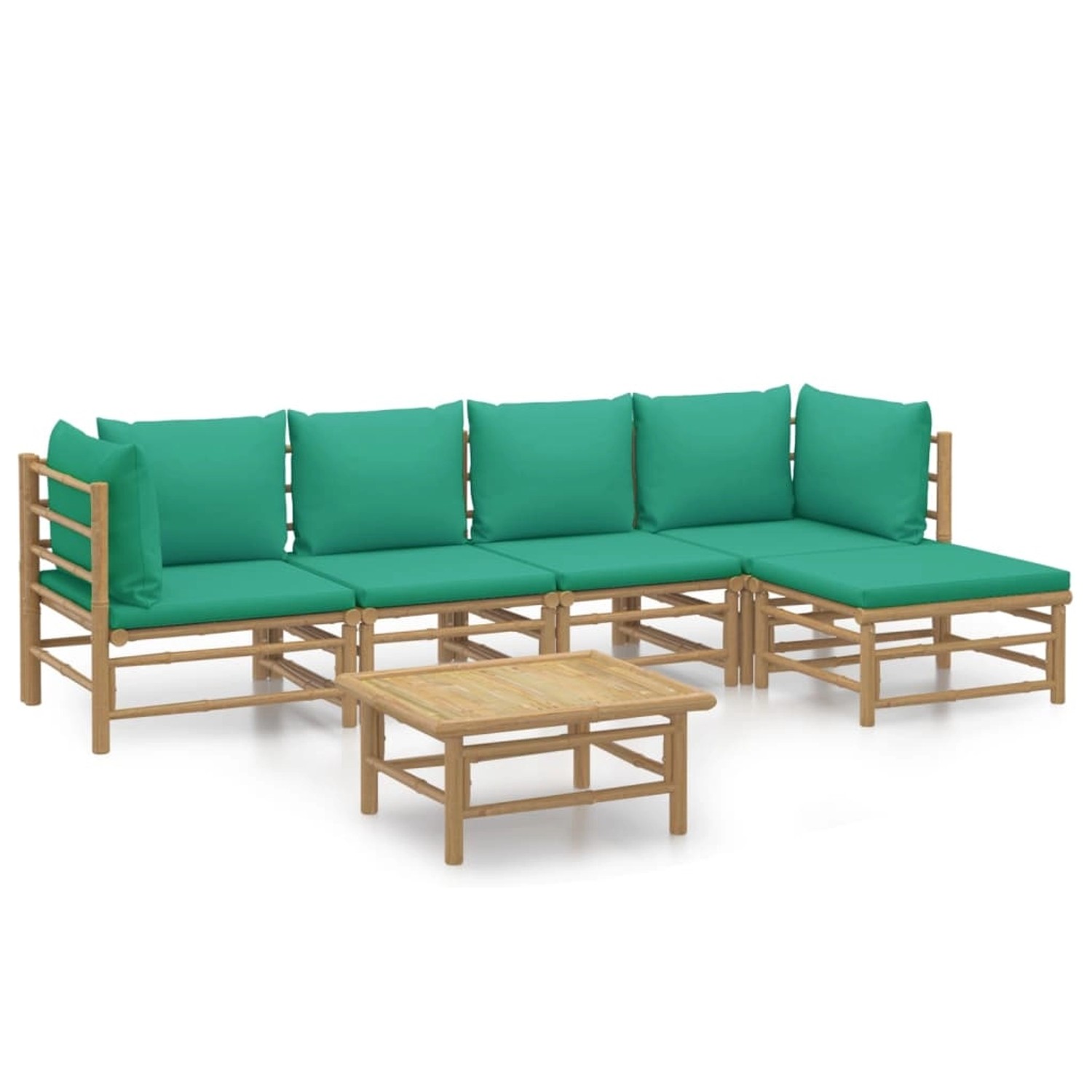 Vidaxl 6-tlg. Garten-lounge-set Mit Grünen Kissen Bambus günstig online kaufen