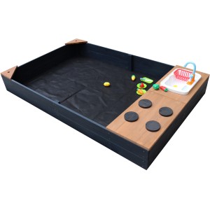 Axi Kelly Sandkasten mit Spielküche, anthrazit-braun, inkl. Zubehör und Abdeckung.