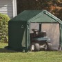 Grüne ShelterLogic Zeltgarage 180x180x180cm mit Rasentraktor. Gerätehaus für Gartengeräte und mehr.
