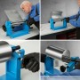 EBERTH Rundbiegemaschine für Bleche bis 1300mm, blaue Walzmaschine in Aktion.