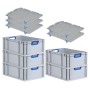 PROREGAL Spar Set: 5 Euroboxen mit Deckel, blau. Aufbewahrungsboxen für Industrie und Gewerbe.