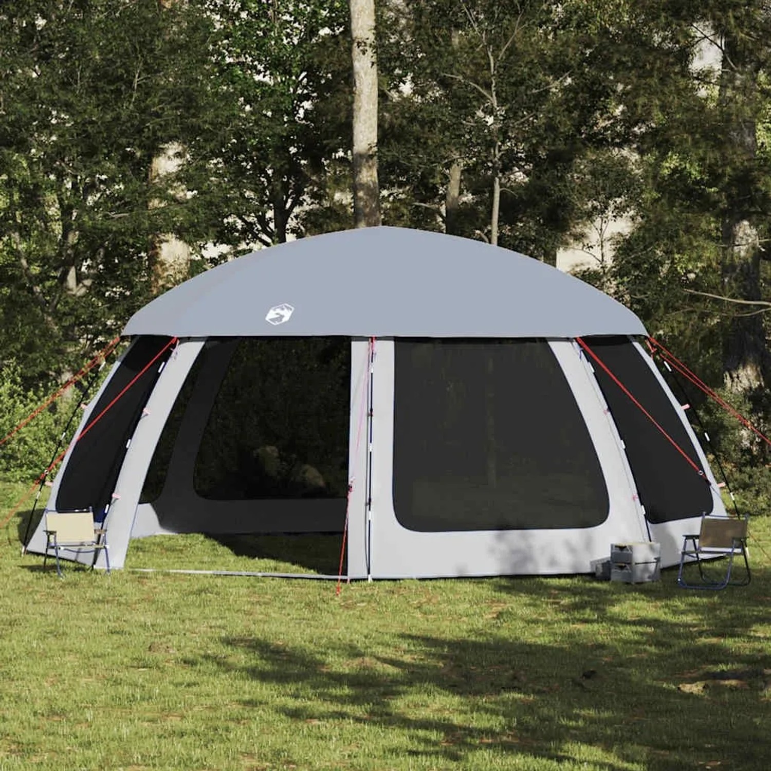 vidaXL Poolzelt mit Abnehmbarem Überzelt Netzwänden Grau 612x612cm 4100639_2