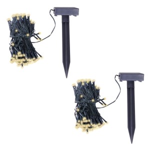 vidaXL Solar-Lichterketten Set mit je 200 warmweißen LEDs und Erdspieß.
