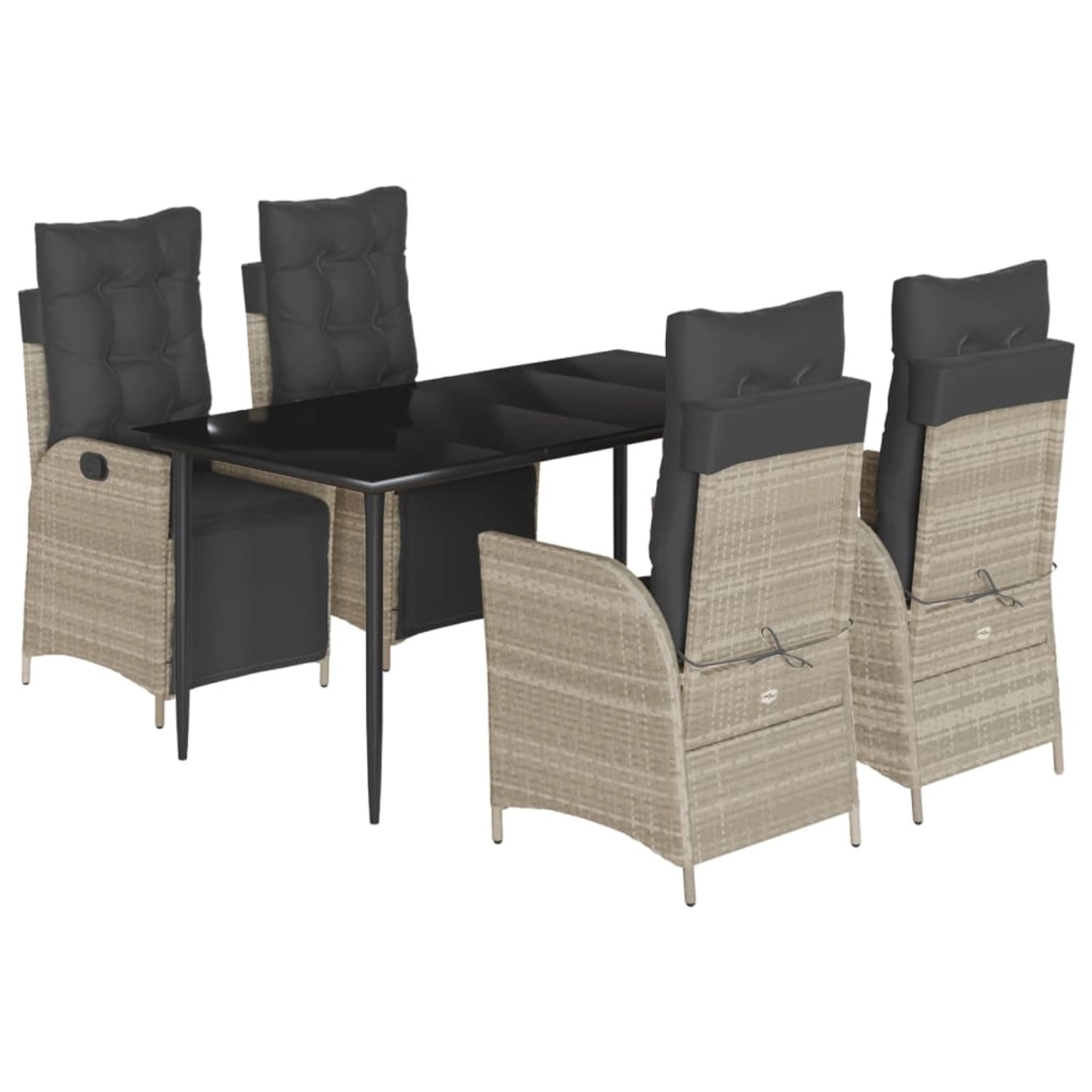 vidaXL 5-Tlg Garten-Essgruppe mit Kissen Hellgrau Poly Rattan 3213465 günstig online kaufen