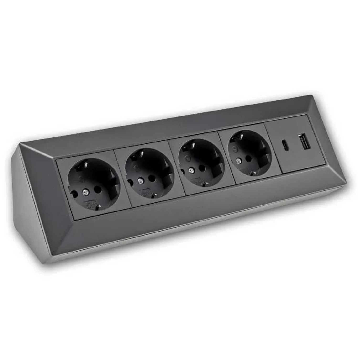 ChiliTec 4-Fach Steckdosenblock USB AC Schwarz 250V16A