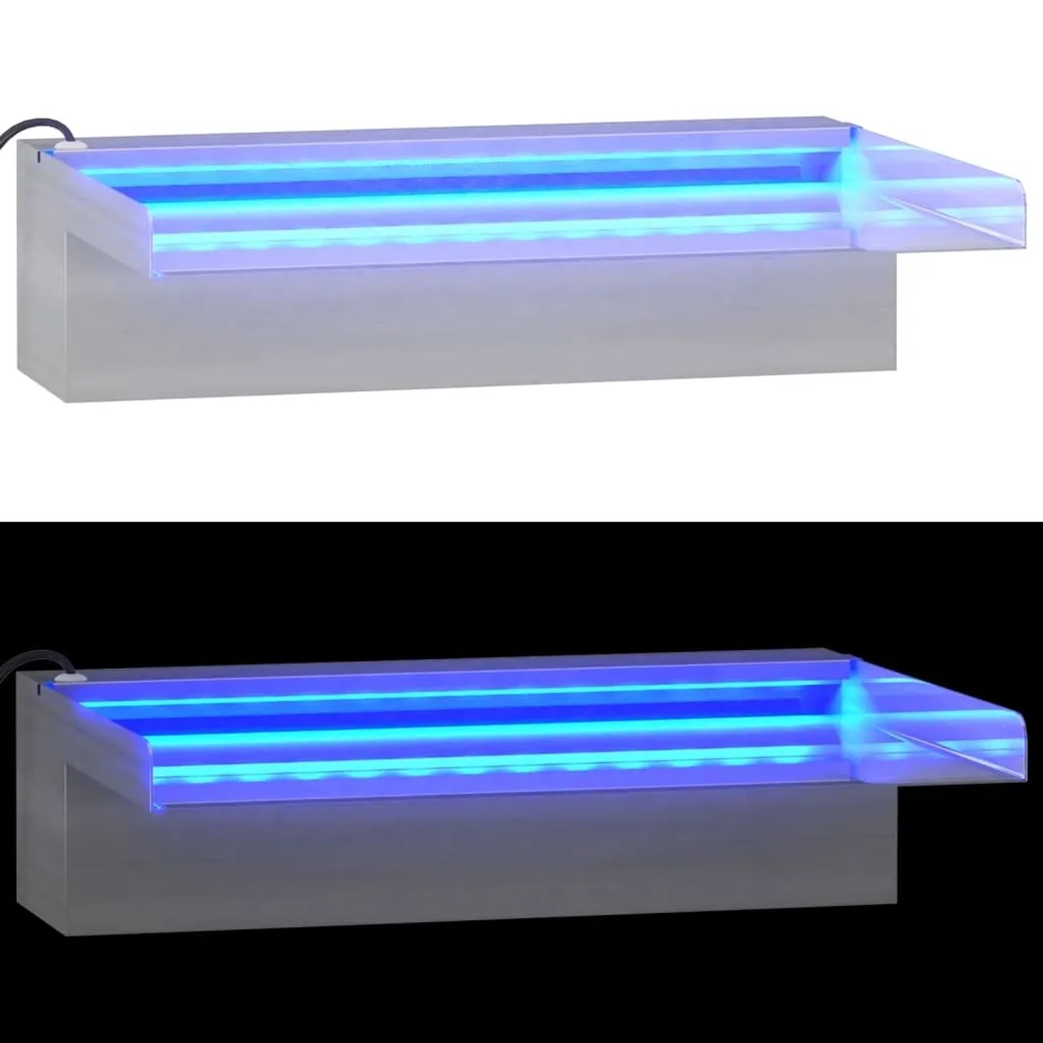 VidaXL Wasserfall-Element 30cm aus Edelstahl mit RGB LEDs für Gartenbrunnen.