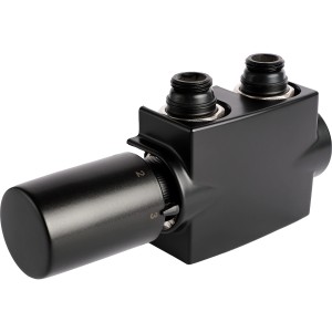 Sanicomfort Ventilhahnblock Set Quattro, schwarz, mit Thermostatkopf für Heizungsinstallation.