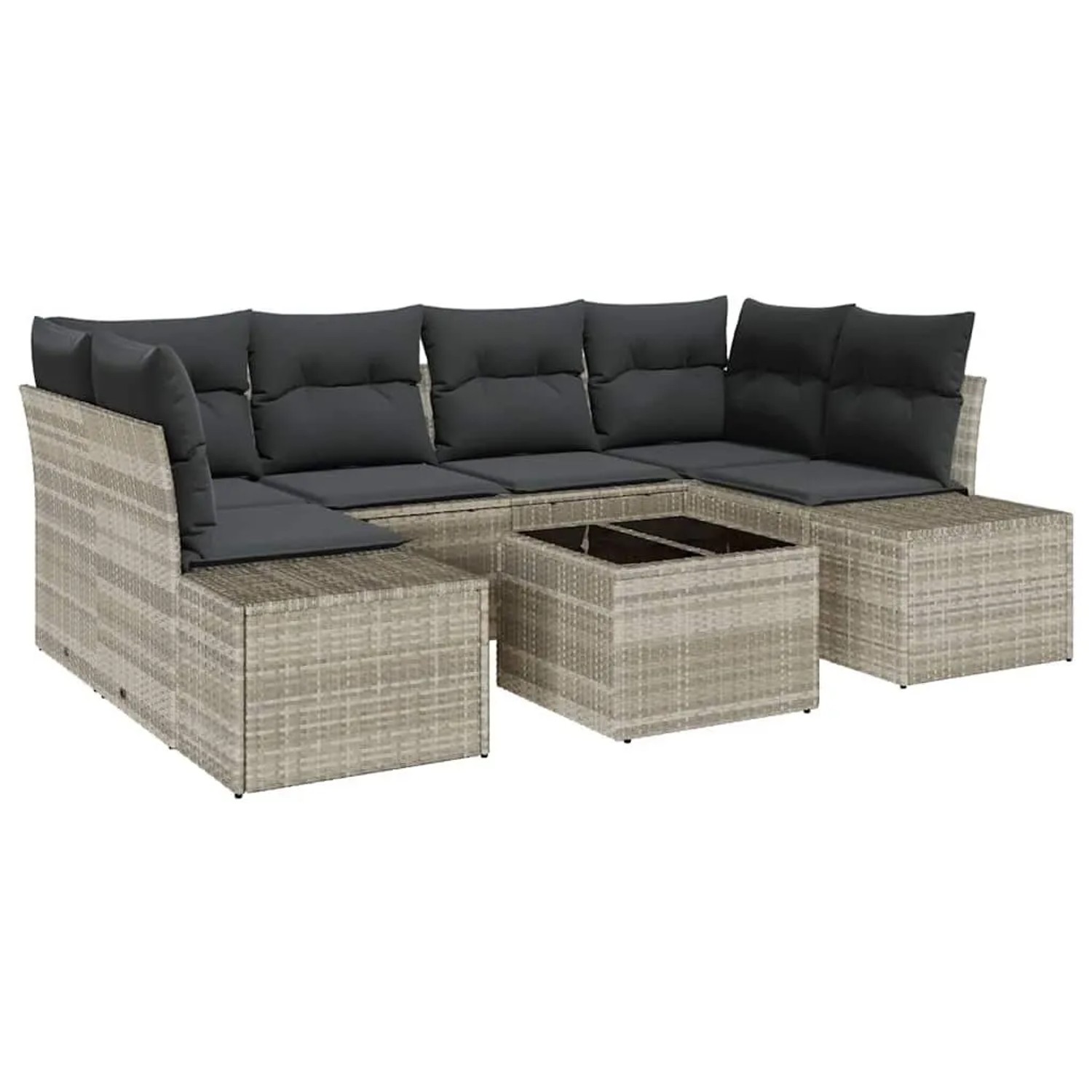 vidaXL Gartensofa-set 8-Tlg Hellgrau und Dunkelgrau Poly-Rattan 3355631 günstig online kaufen