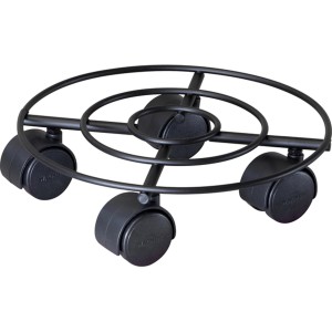 Schwarzer, matter Wagner Pflanzenroller Draht GH 0942 mit vier Rollen und Stahl-Drahtgestell, Ø 23 cm.