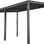 Floraworld Pergola mit Lamellendach, anthrazitfarbene Terrassenüberdachung mit fünf Standfüßen.