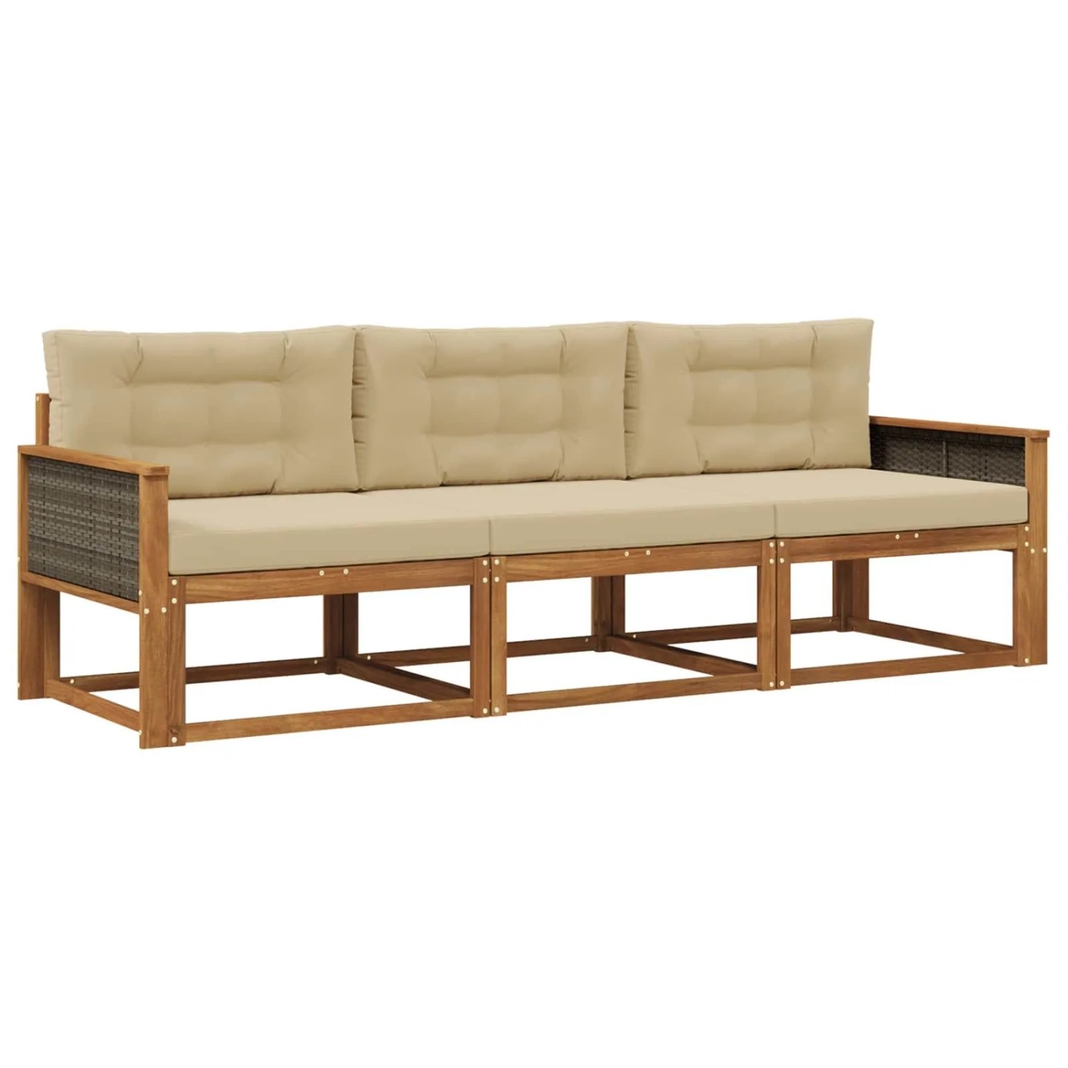 vidaXL Outdoor-Sofagarnitur mit Kissen 3 Stk Natur und Beige 3382301
