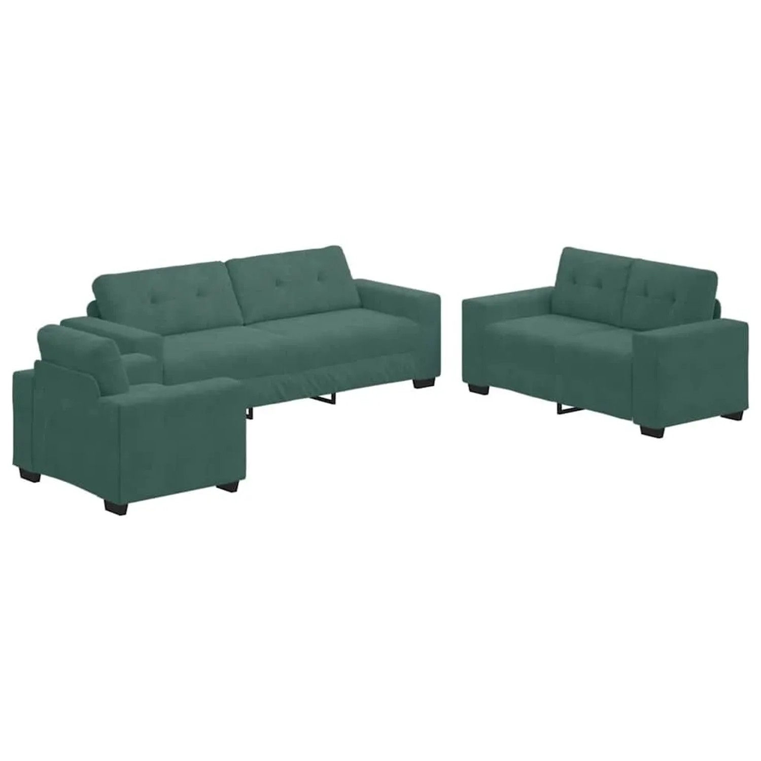 vidaXL Sofa Set 3-Tlg Dunkelgrün 221 x 80 x 80 cm Samt 3324641