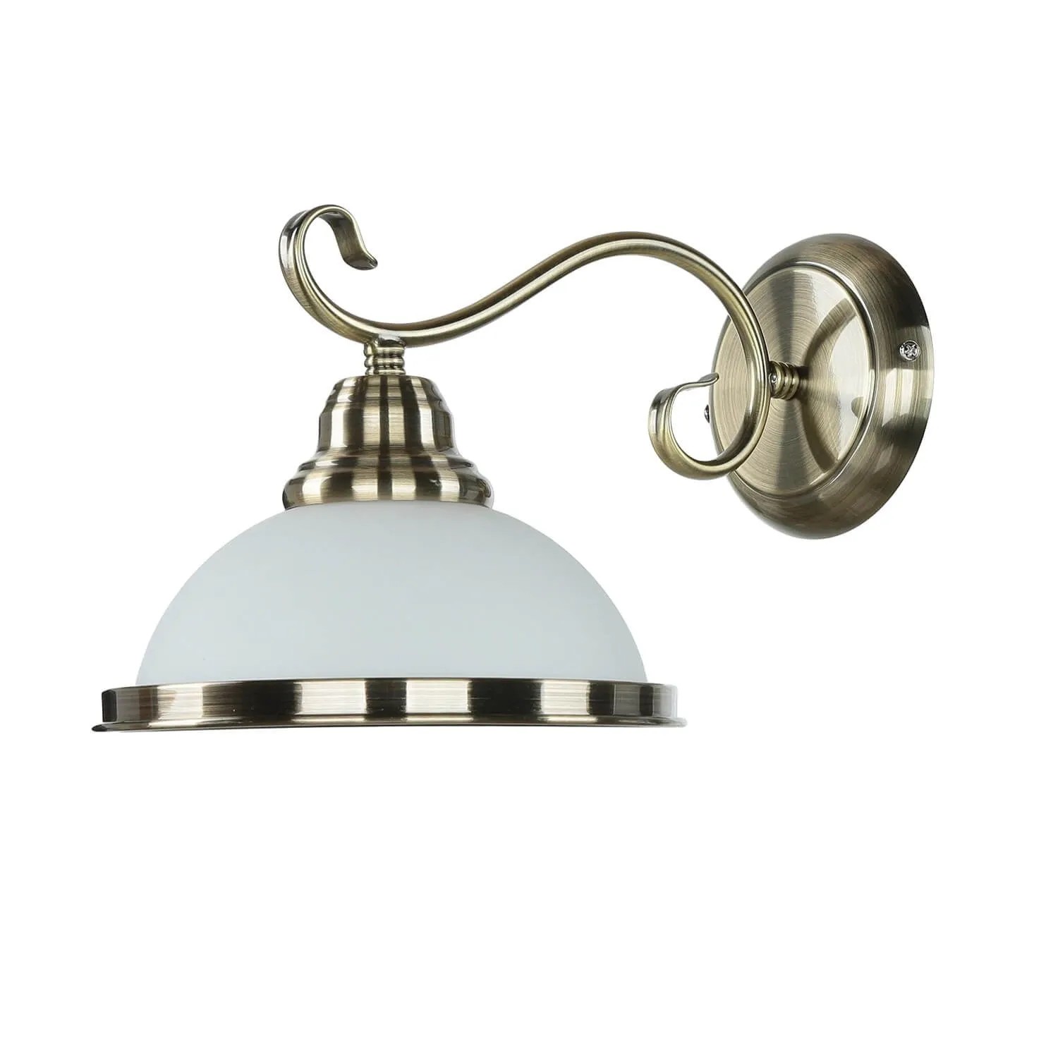 EASYLIGHT Wandleuchte Glas Metall E27 20,5 cm Breit In Messing Antik Weiß Jugendstil