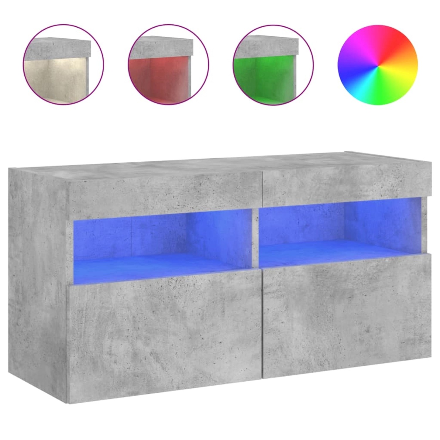 vidaXL TV-Wandschrank mit LED-Leuchten Betongrau 80x30x40 cm günstig online kaufen