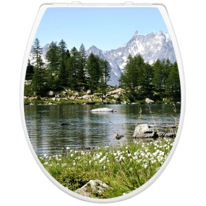 Banjado Familien WC-Sitz mit Bergidylle Motiv. Klodeckel mit integriertem Kindersitz und Absenkautomatik.