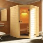 Weka Elementsauna Laukkala mit Glasfront und Saunaleuchtenset, Fichtenholz natur