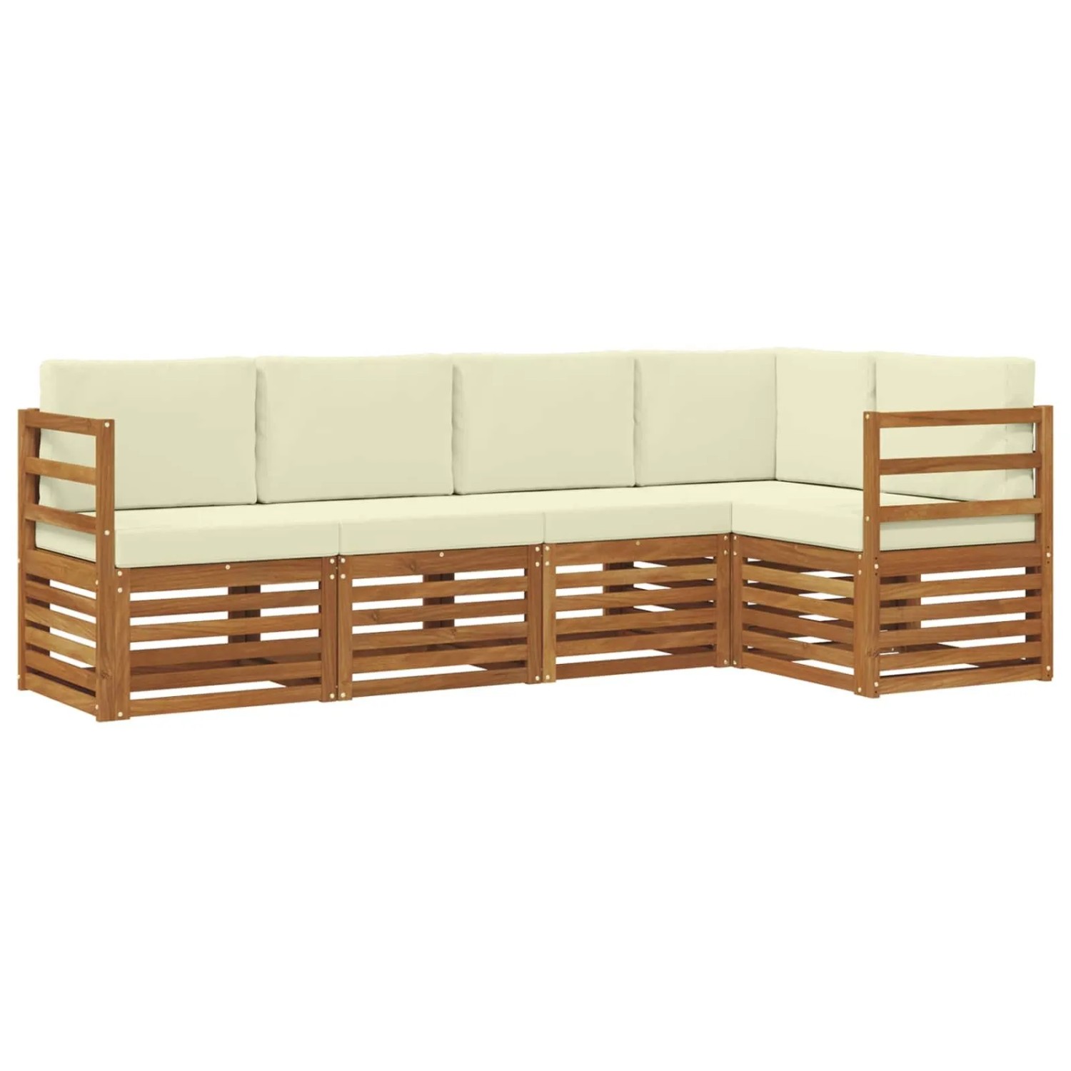 vidaXL Sofagarnituren 5 Tlg Natur und Creme Massivholz Akazie 3374790