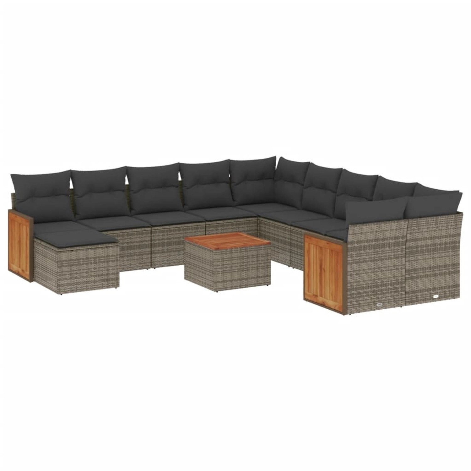 vidaXL 12-Tlg Garten-Sofagarnitur mit Kissen Grau Poly Rattan 3228258 günstig online kaufen