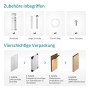 Zubehör und Verpackung des Emke Badheizkörpers: Montagematerial und vier Schichten Schutzverpackung.