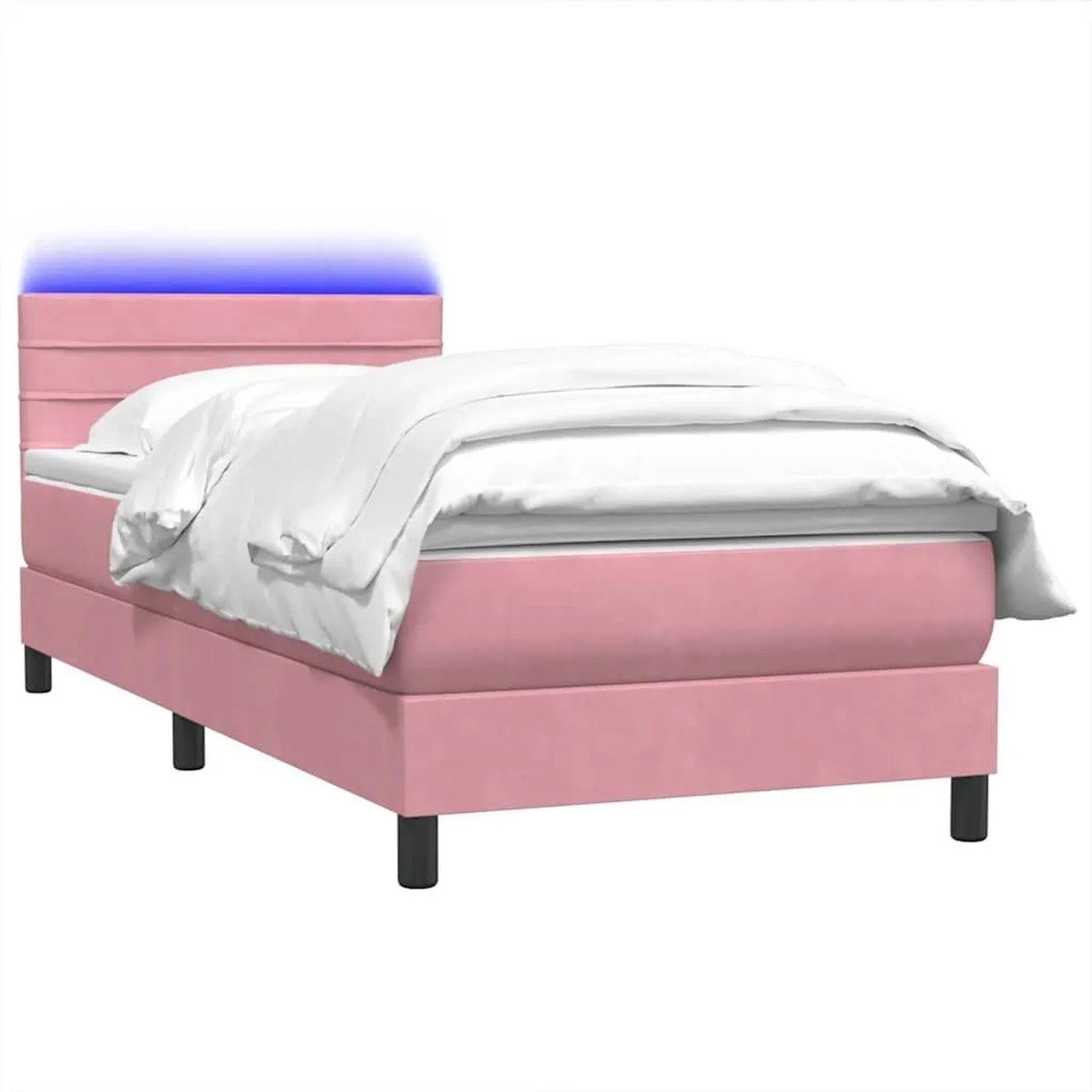 vidaXL Boxspringbett mit Matratze & LED Rosa 80x220 cm Samt 3317006 günstig online kaufen