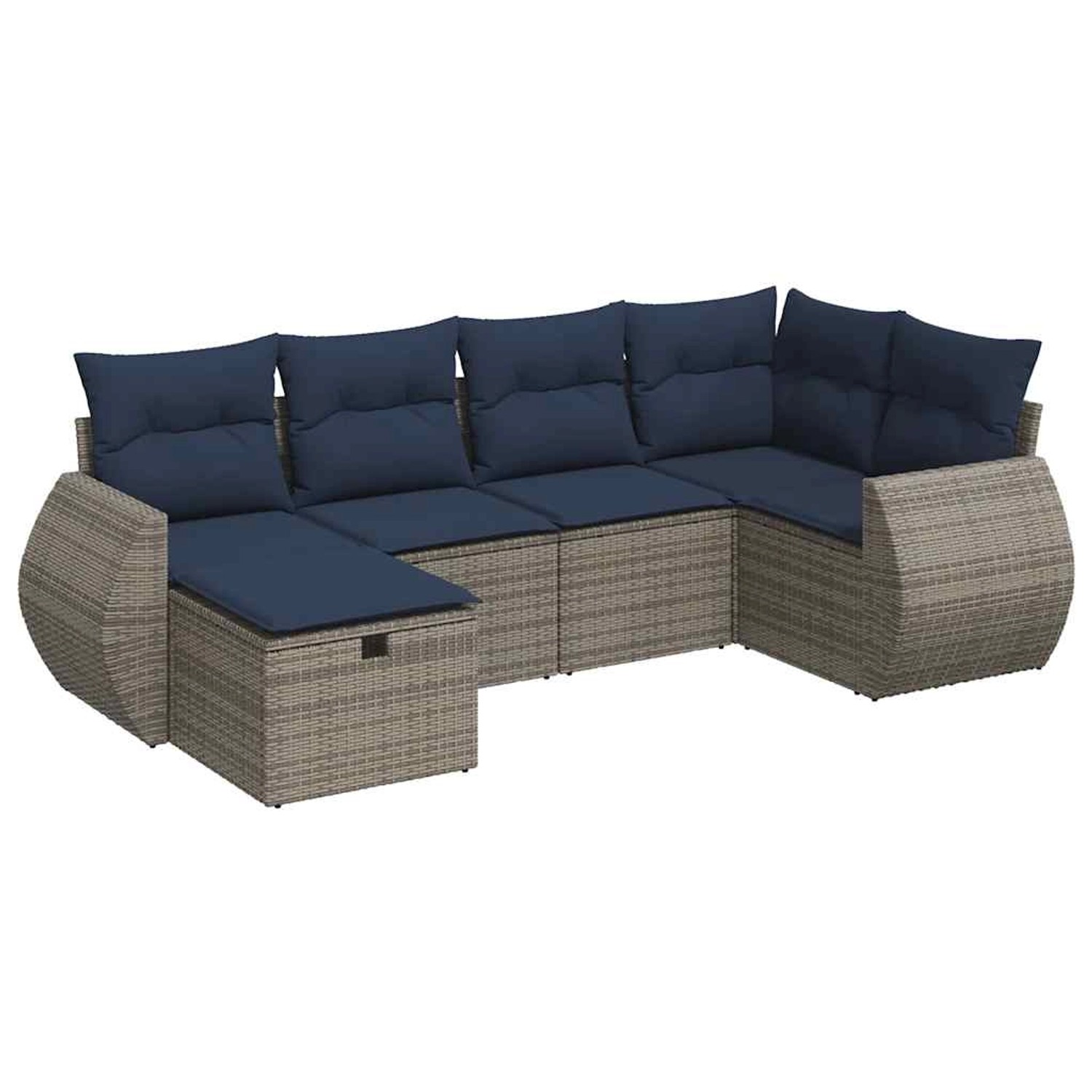 vidaXL 6-Tlg Garten-Sofagarnitur mit Kissen Grau Poly Rattan 3325587