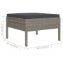 Graue vidaXL Gartenmöbel Fußstütze aus Rattan mit anthrazitfarbenem Kissen, Teil eines Lounge Sets.