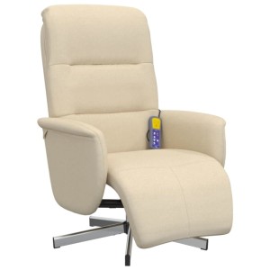 vidaXL Massagesessel mit Fußteil Creme Stoff 356579