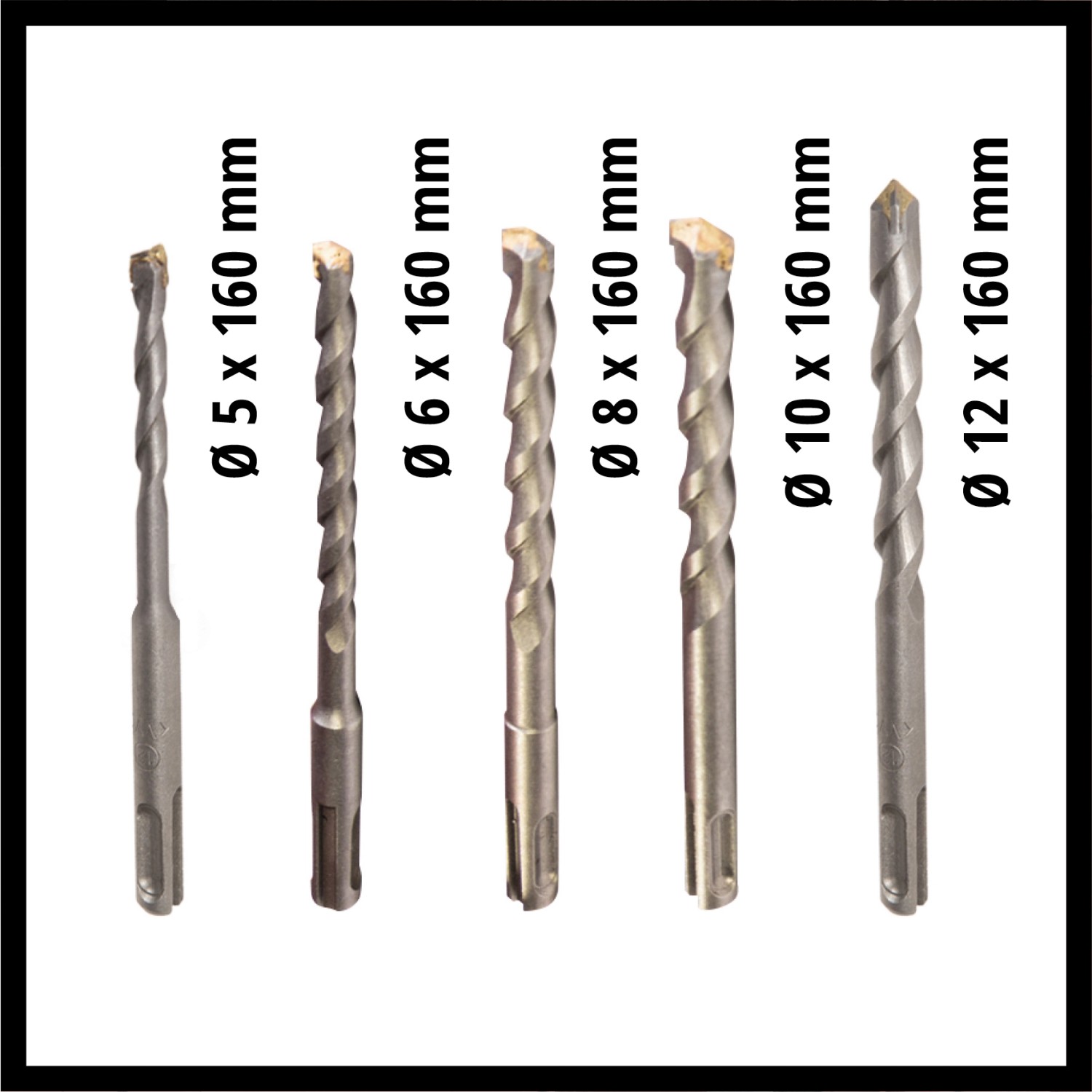 Bohrer-Set für Einhell Akku-Bohrhammer TE-HD 18 Li, verschiedene Größen.