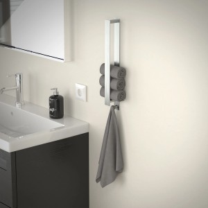 ML-Design Handtuchhalter Silber mit Haken, zur Wandmontage ohne Bohren.