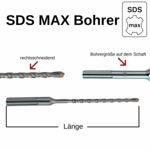 Klasebo SDS-Max Hammerbohrer 25 mm 4-Schneider Betonbohrer Metall