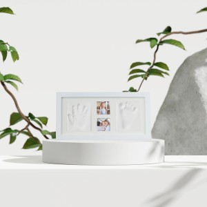 Relaxdays Gipsabdruck Set MDF PS-Kunststoff Gips Weiß mit Bilderrahmen 18 cm x 35 cm x 2 cm 500 g