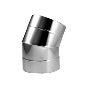 Doppelwandiger 30° Bogen (Ø 150 mm) aus Edelstahl für Kamin- und Ofenzubehör.