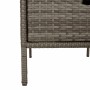 Detailansicht: Grauer VidaXL Gartenschrank aus Poly Rattan mit Stahlrahmen und Füßen.