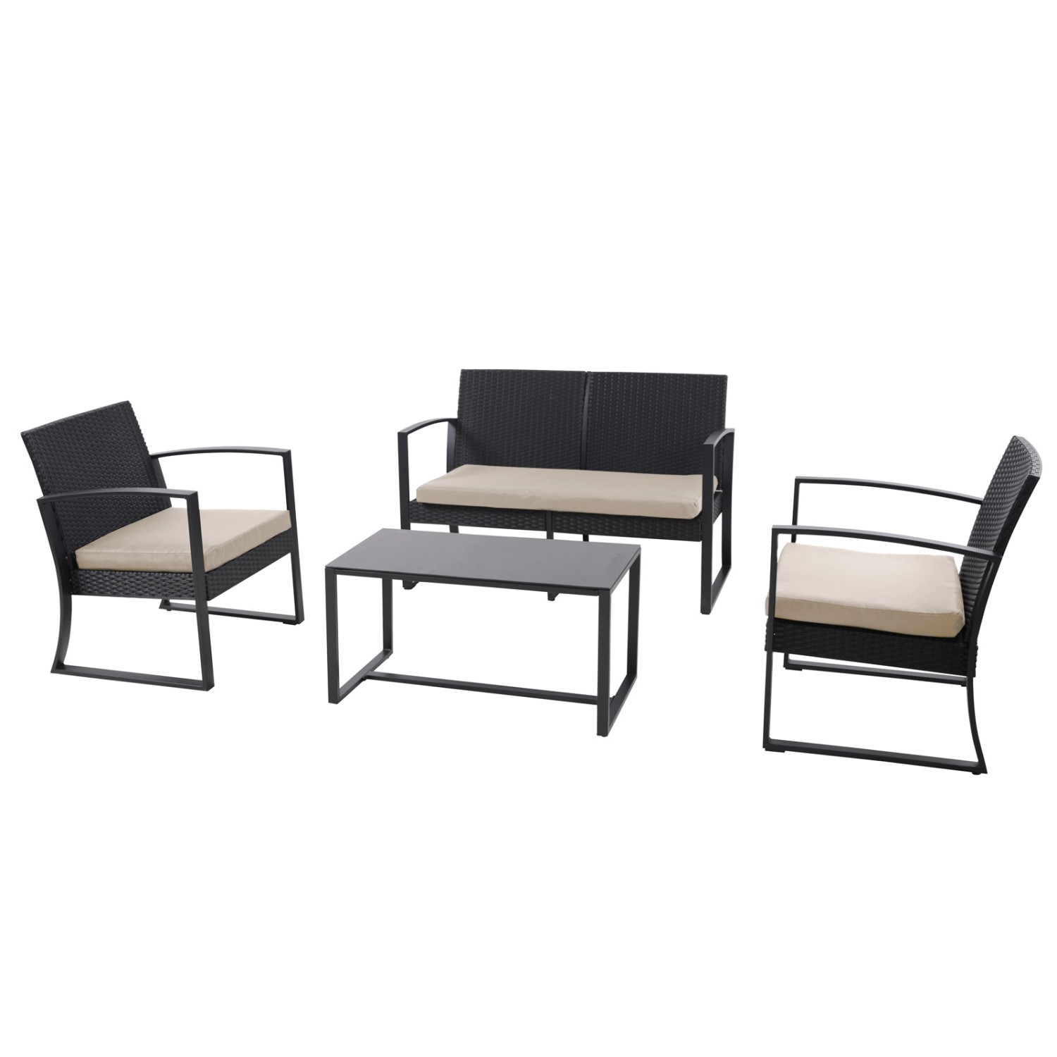 Svita Lois XL Polyrattan Sitzgruppe Gartenmöbelset Garnitur Tisch Sessel Sc günstig online kaufen