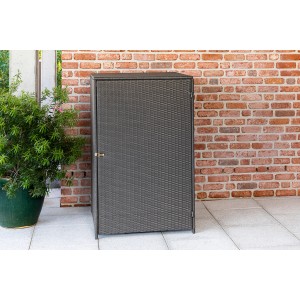 Graue Merxx Mülltonnenbox aus Kunststoffgeflecht für eine 240L Tonne.