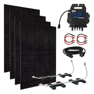 MyVoltaics Balkonkraftwerk Premium Transparent: 4 Module, Wechselrichter, Kabel und Unterkonstruktion.