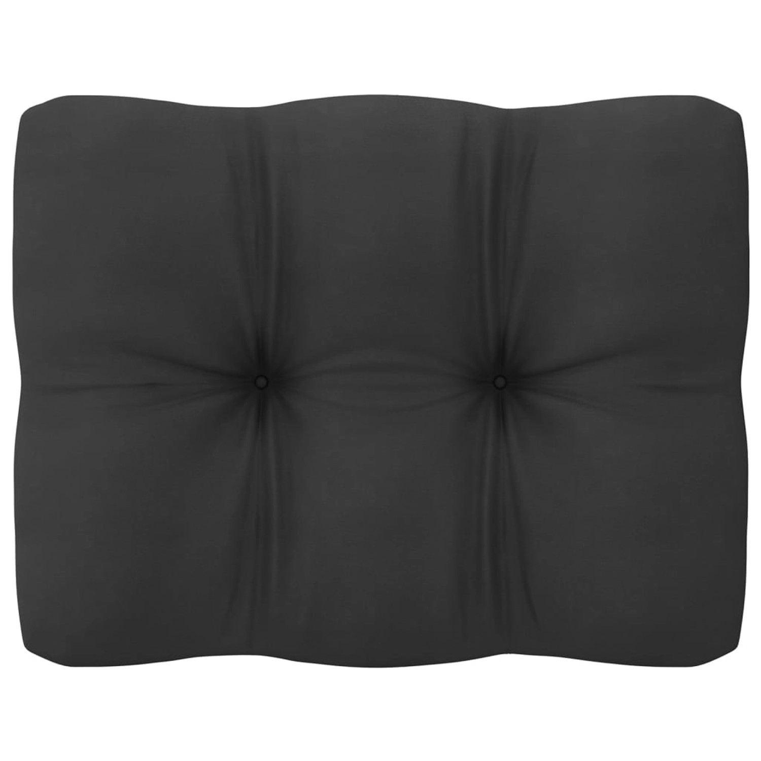 Anthrazitfarbenes Kissen für Gartenmöbel-Lounge-Set, gesteppt mit Knöpfen.