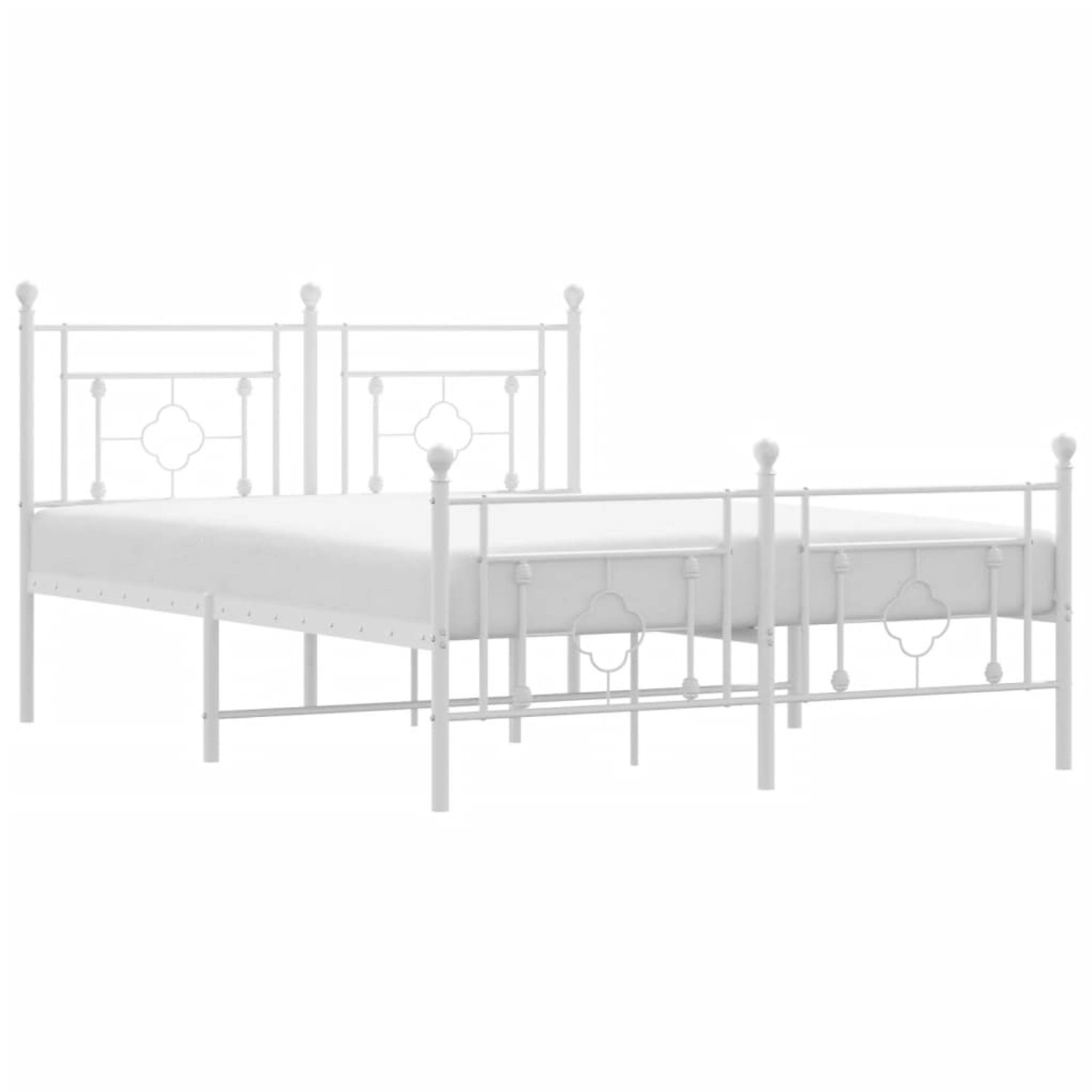 Thumbnail - vidaXL Bettgestell mit Kopf- und Fußteil Metall Weiß 135x190 cm Modell 101929862