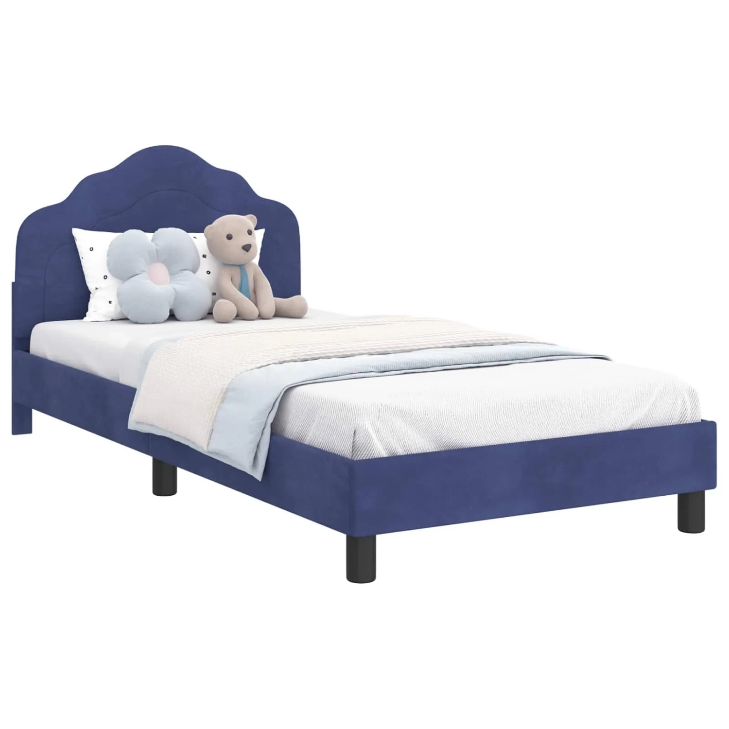 vidaXL Kinderbettgestell mit Kopfteil Polizeiblau 90 x 190 cm Samt 42010956 günstig online kaufen