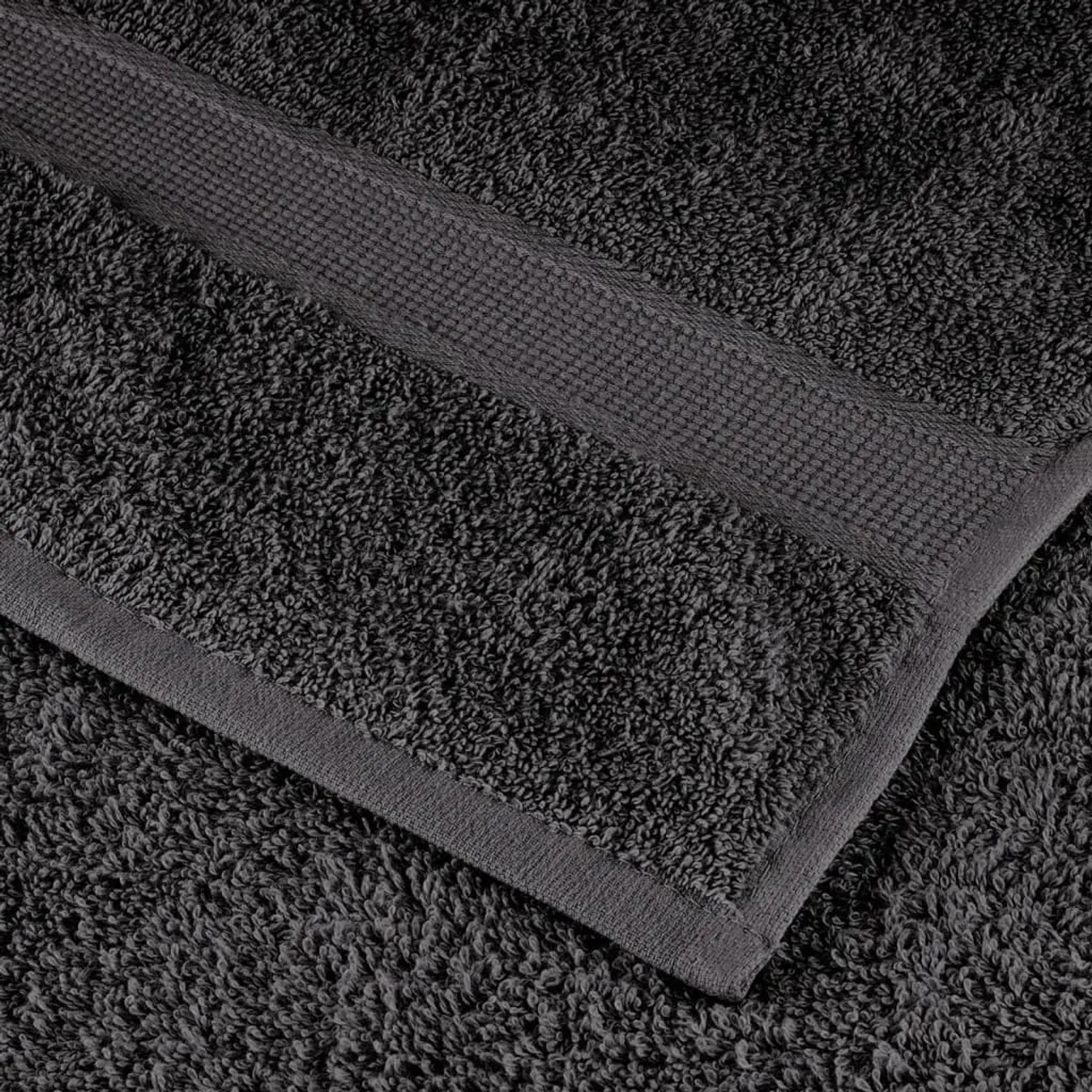 Detailaufnahme: Anthrazitfarbenes Premium-Badetuch (100x150cm) aus Baumwolle, 4er-Set.