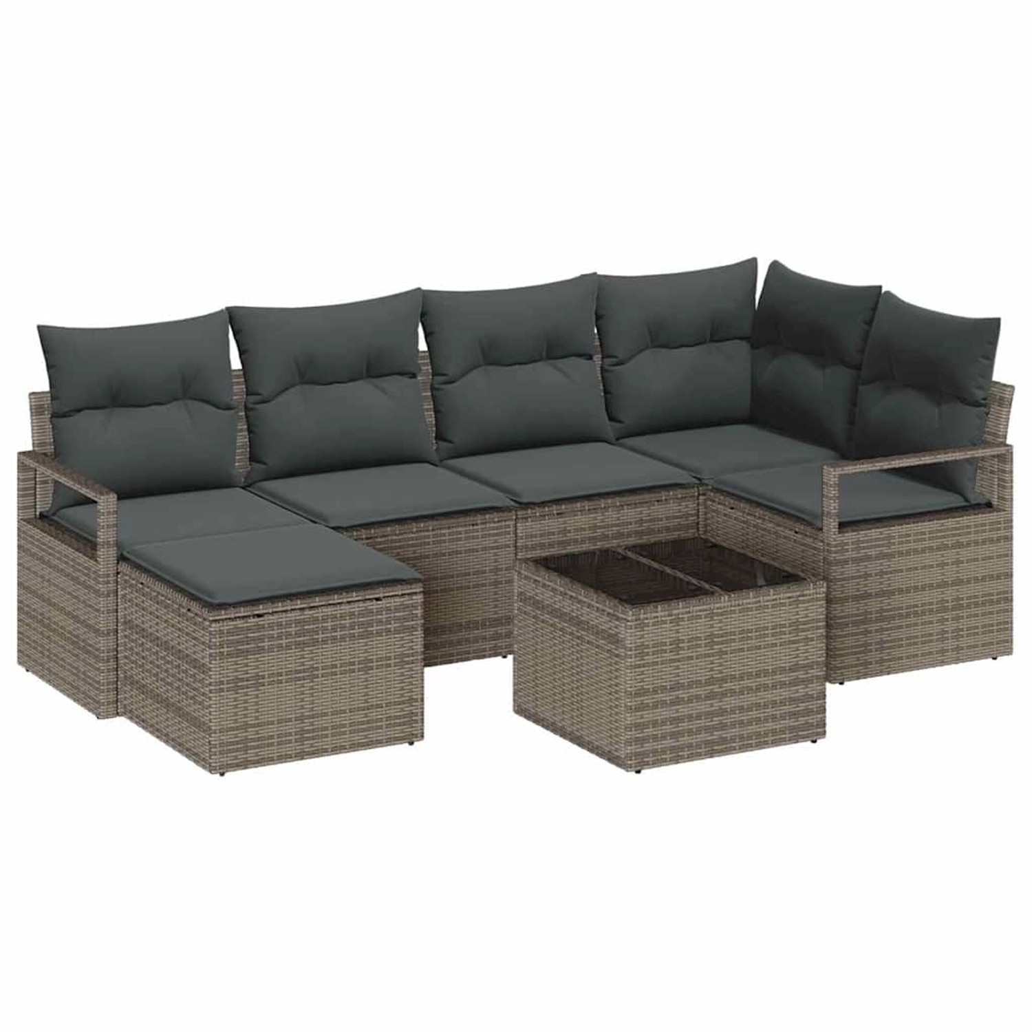 vidaXL Garten-Sofa-Set 7-Tlg Grau Poly Rattan 3346459 günstig online kaufen