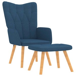 vidaXL Relaxsessel mit Hocker Blau Stoff 327538