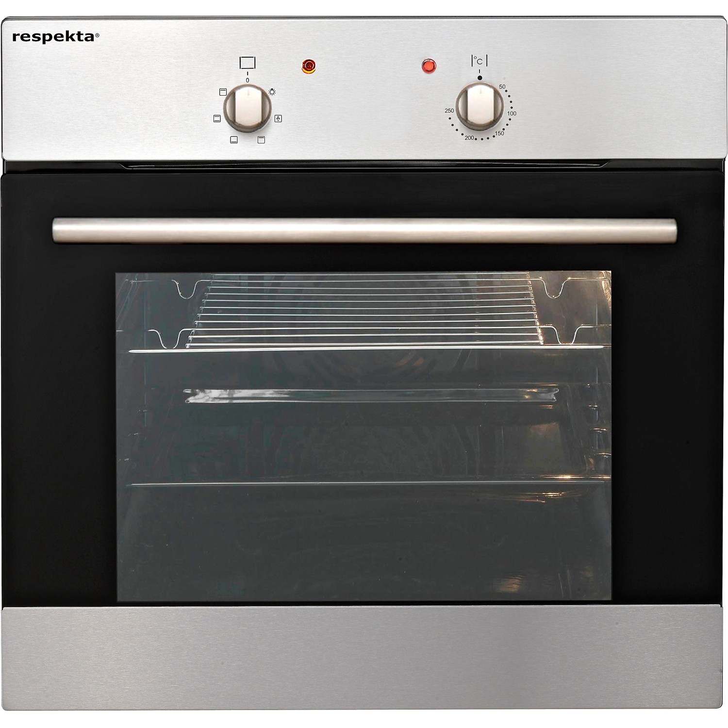 Respekta Einbaubackofen aus der Winkelküche KBL370EYWMISGKE, silberfarben.
