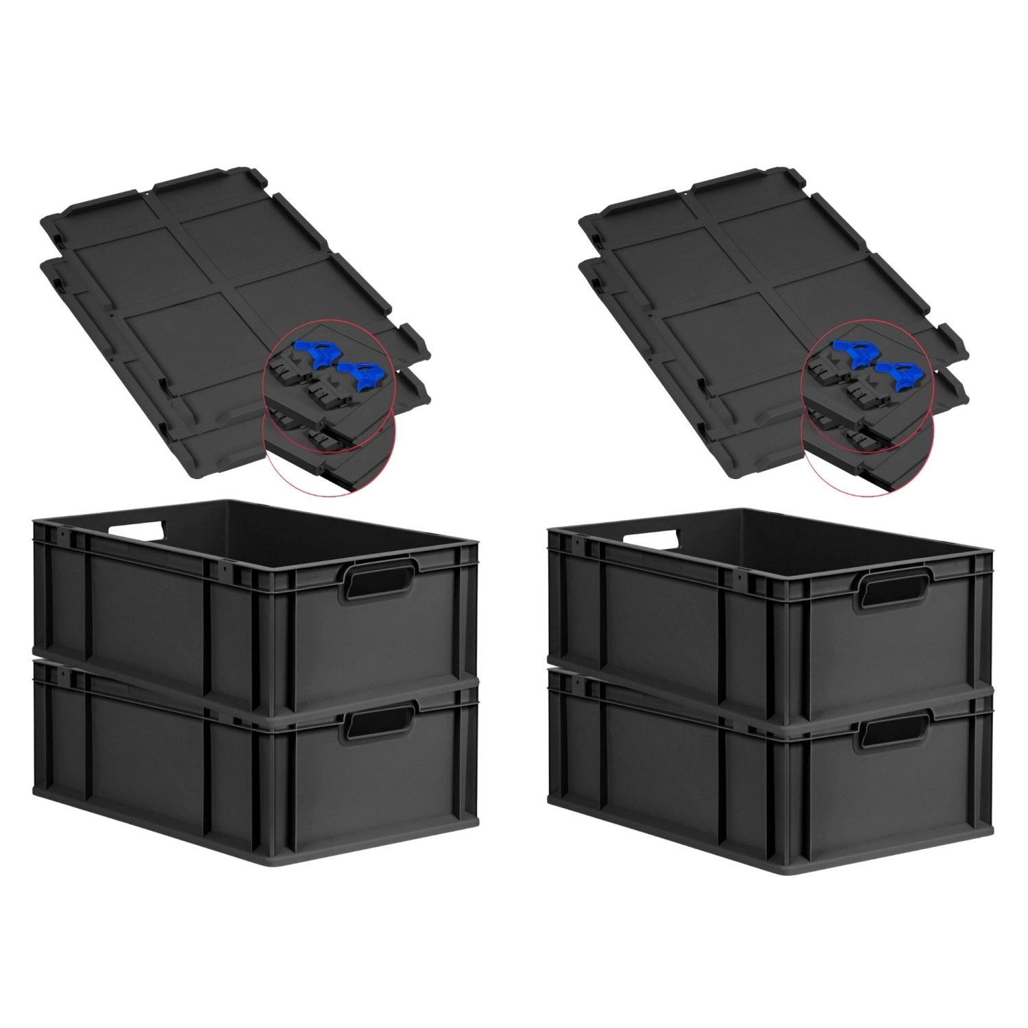 PROREGAL SuperSparSet 4x Eurobox Nextgen Grip Mit Scharnierdeckel Und Blaue günstig online kaufen